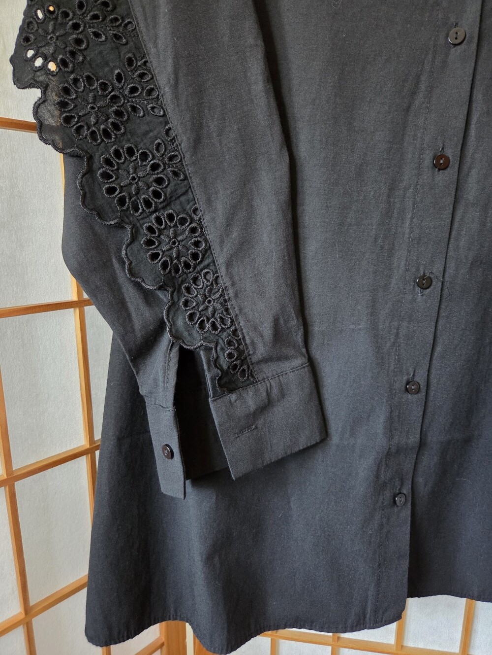 NEW WOMENS FAME BLACK COTTON MIX LONG SLEEVES BUTTONS DOWN COWGIRL BLOUSE MEDIUM - Picture 5 of 7